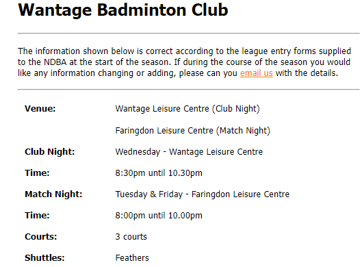 Wantage Badminton Club